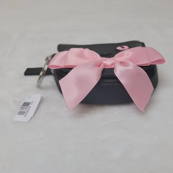 BBW Black Cat with Pink Bow Coin Purse Wallet Key Ring Zip Top New Out of Stock - Picture 6 of 8